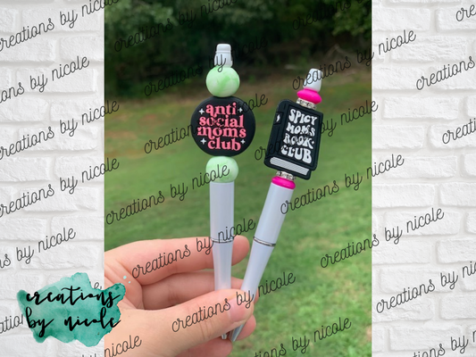 Beaded Ballpoint Ink Pens - Anti-Social Moms Club, Spicy Moms Book Club
