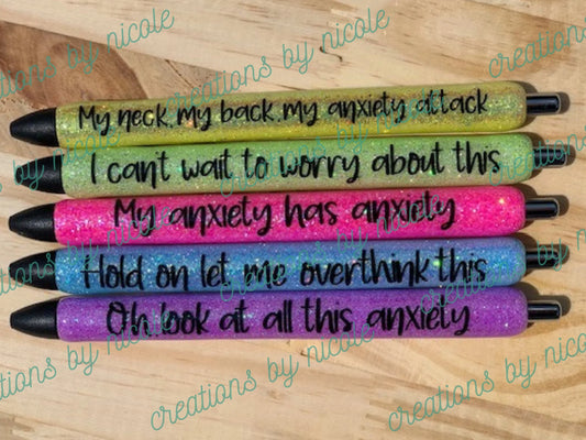 Anxiety Rainbow Glitter 5 Pen Pack