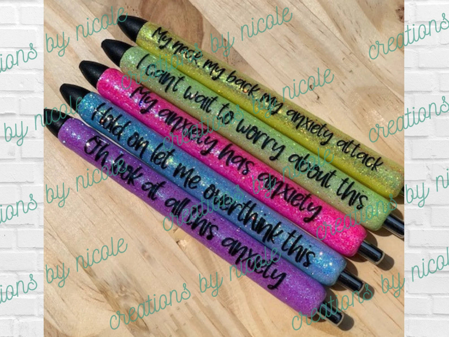 Anxiety Rainbow Glitter 5 Pen Pack