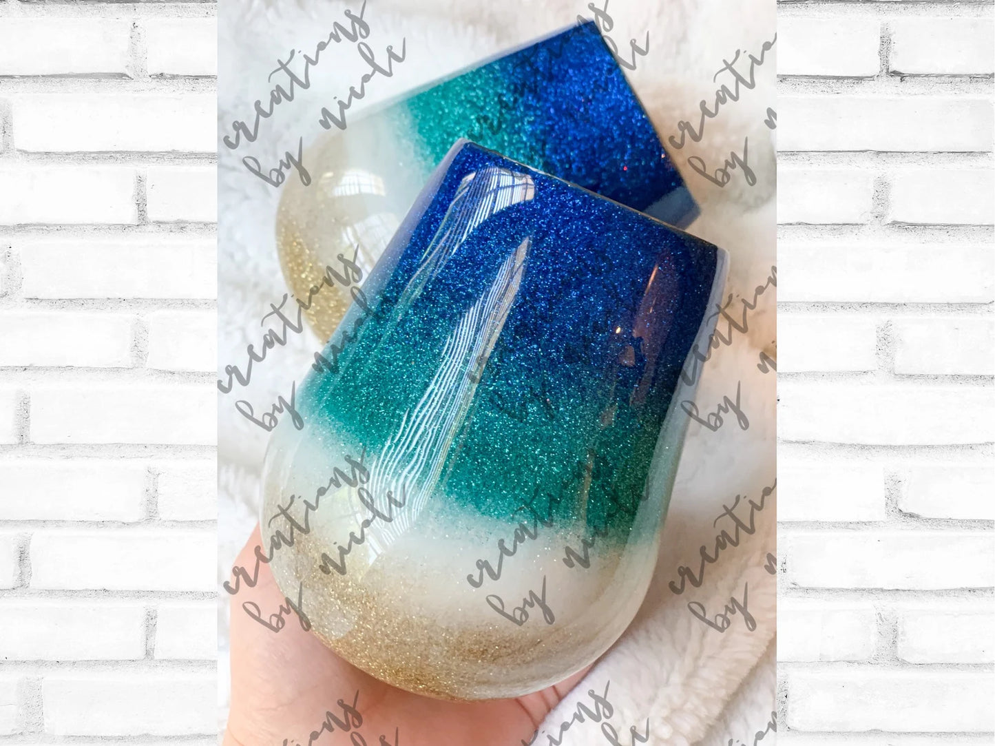 Ombre Beach Effect Glitter Tumbler