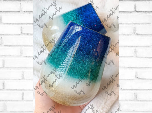 Ombre Beach Effect Glitter Tumbler