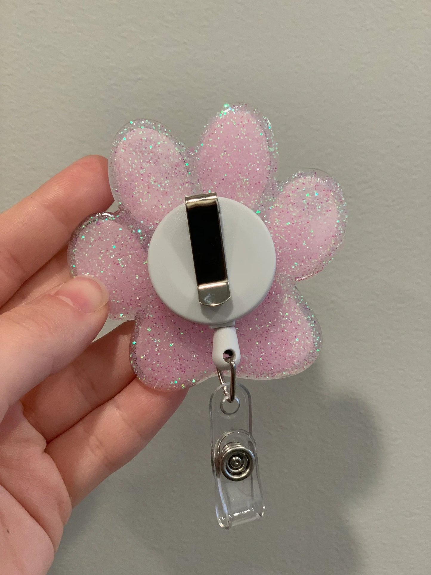 Cow Print Pink Glitter Paw Print Vet Veterinarian Appreciation Dog Lover Dog Mom Animal Mom of Dogs Badge Reel