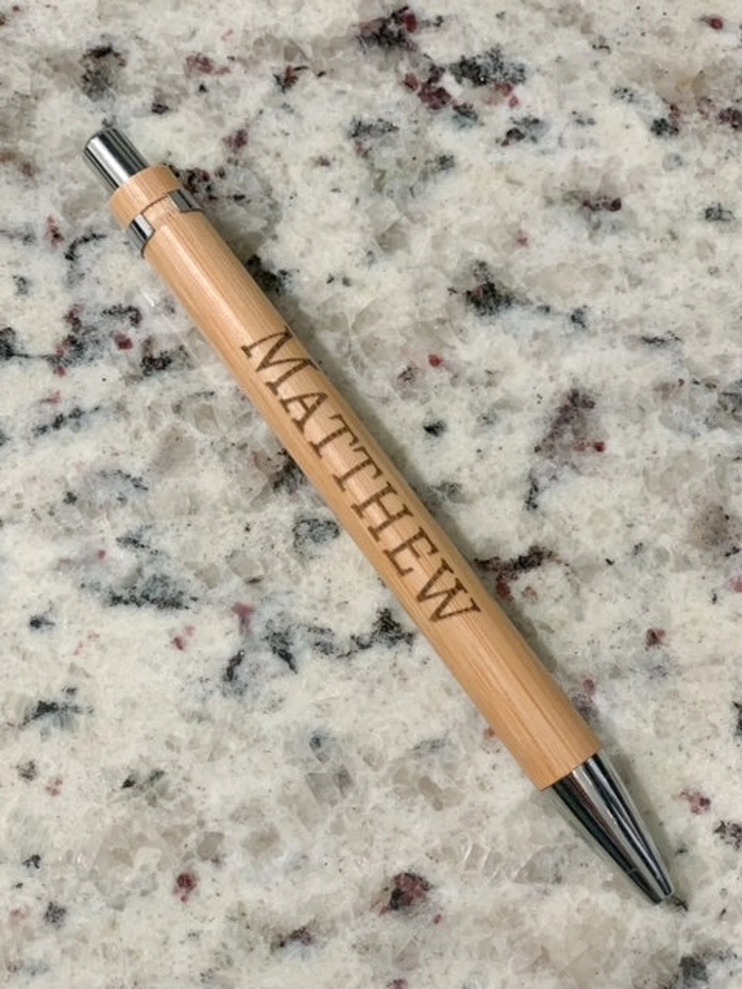 Laser Engraved Bamboo Ballpoint Pen with 1 Refill