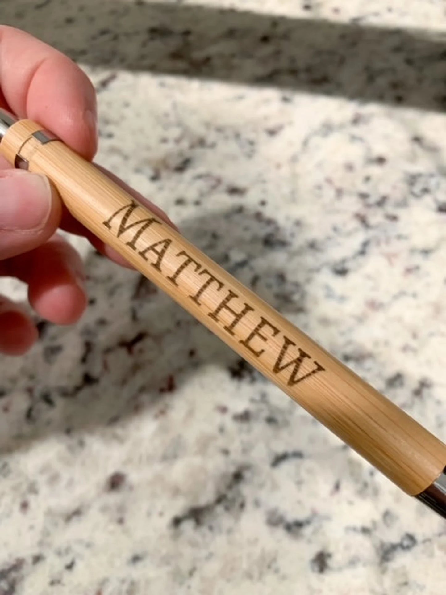 Laser Engraved Bamboo Ballpoint Pen with 1 Refill