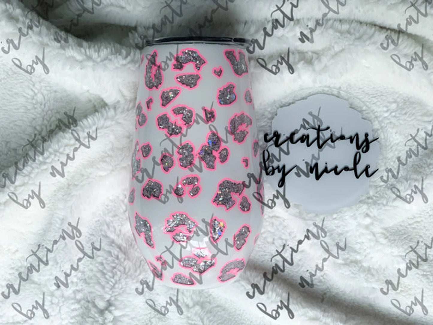 Holographic Silver Peek-a-boo Hot Pink Leopard Tumbler