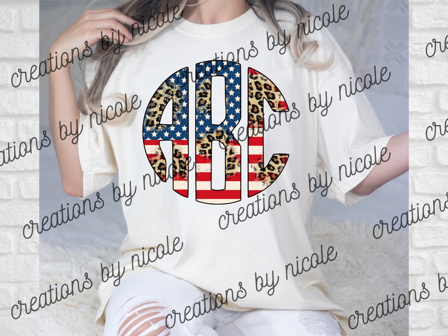 Patriotic Monogram Shirt Full Front or Pocket