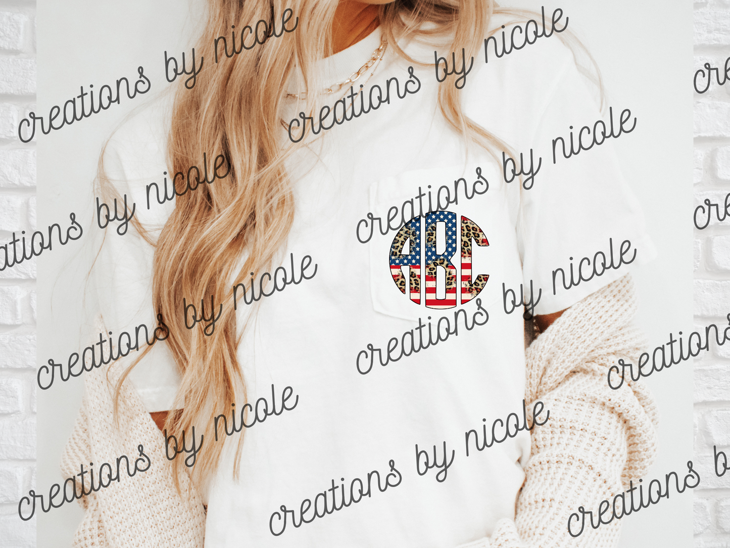 Patriotic Monogram Shirt Full Front or Pocket
