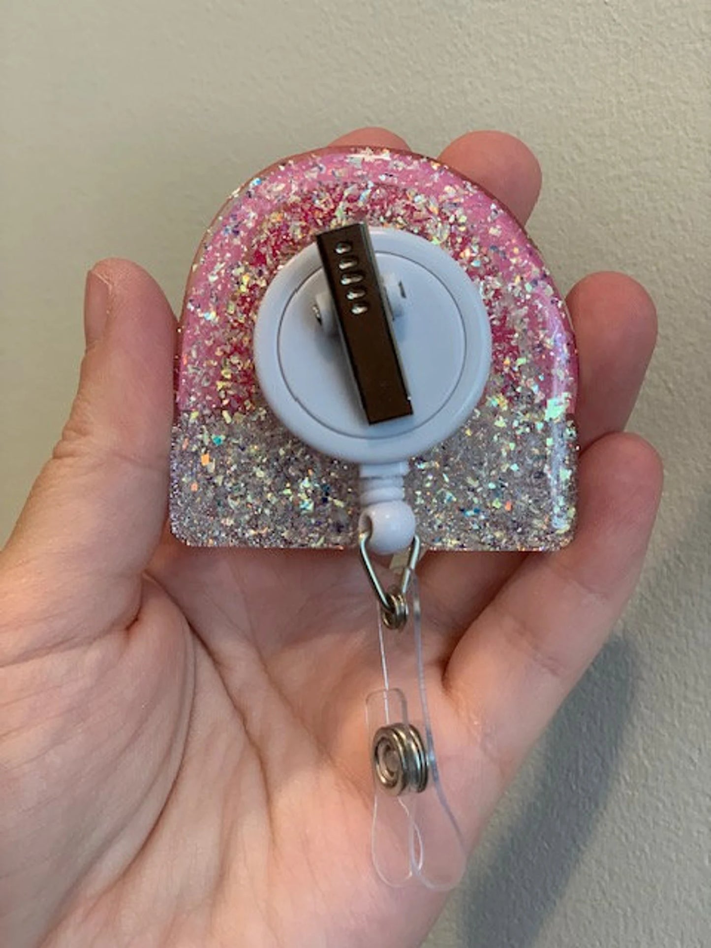 Rainbow Badge Reel Customizable Personalize Nurse Name Badge Reel Glitter 2.25" Retractable Badge Holder