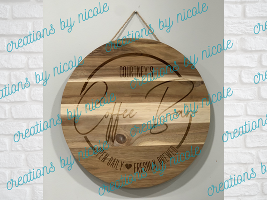 Laser Engraved Coffee Bar Sign