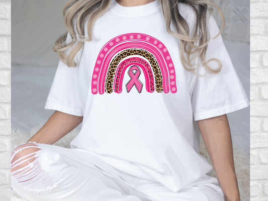 Breast Cancer Awareness Rainbow Leopard Shirt
