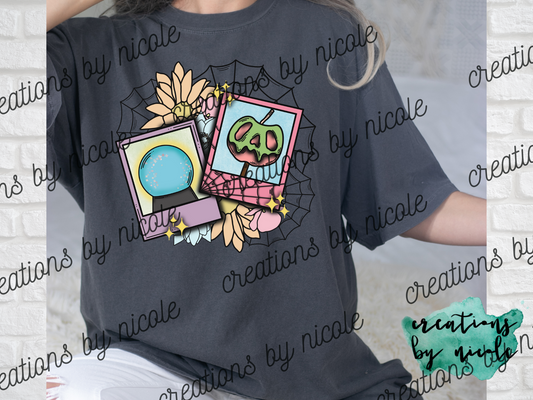 Witchy Things Crystal Ball Poison Apple Floral Shirt